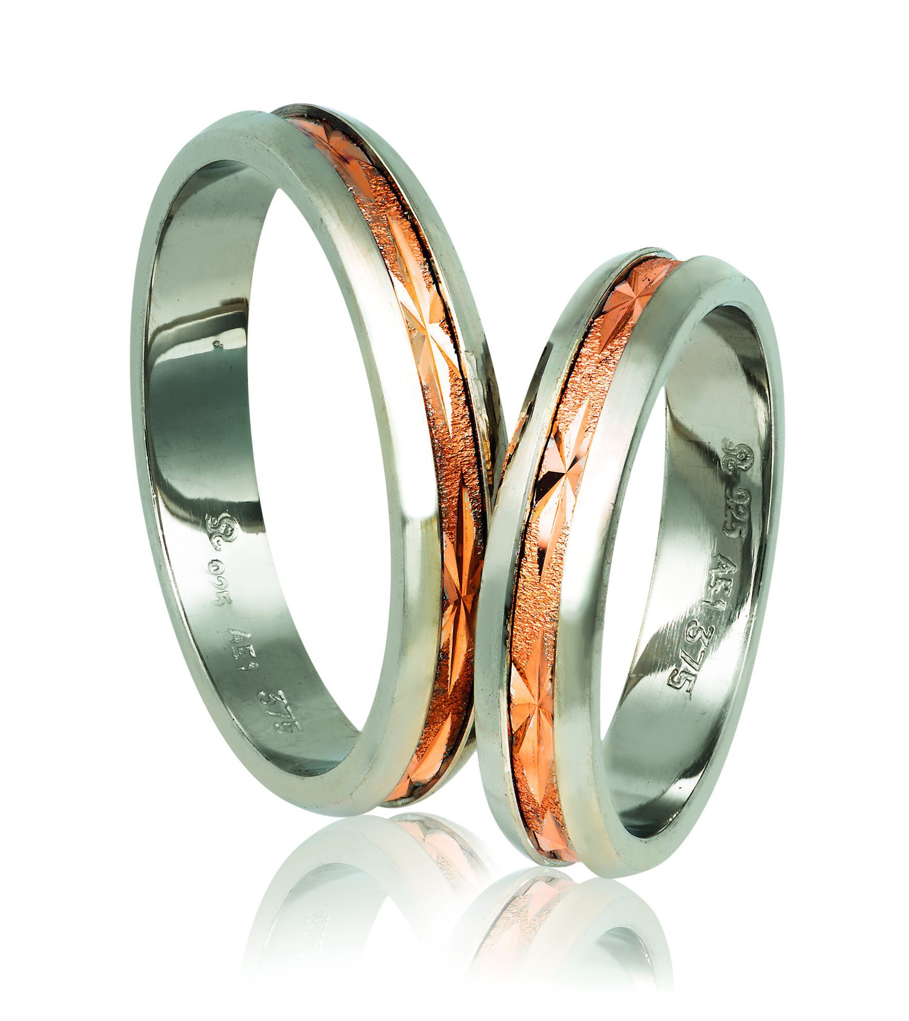 White gold & rose gold  wedding rings 4.3mm (code A723r)